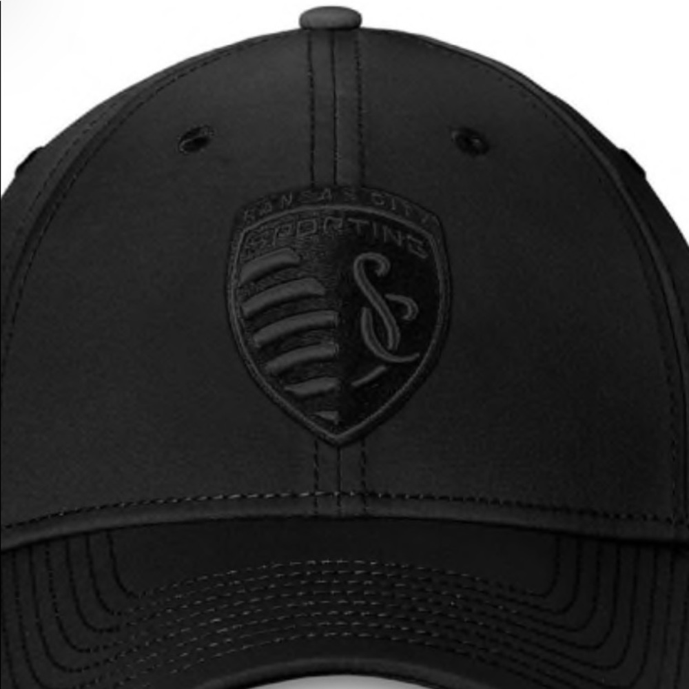 Authentic Adidas Sporting Kansas City MLS Soccer Hat Cap Black on Black.